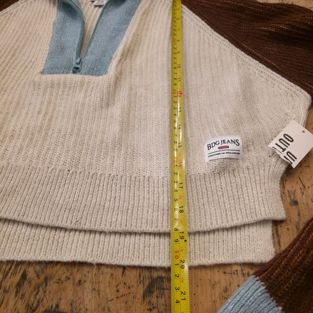 BDG Urban Outfitters M Colorblock‎ Half Zip Sweater Y2K Preppy Soft Grunge NWT - Picture 6 of 8